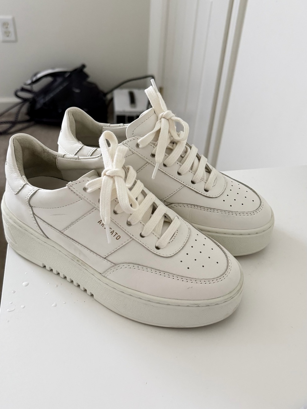 Axel Arigato Cream/White Thick-Sole Leather Sneakers